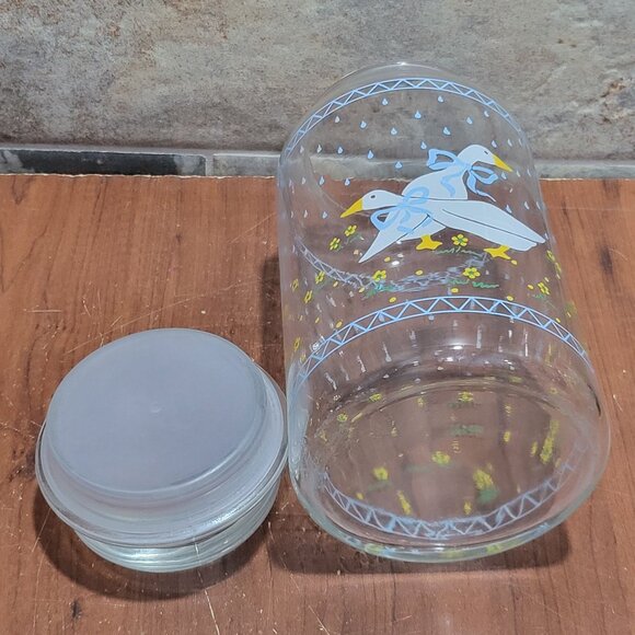 Vintage Anchor Hocking Farm Country Goose Geese Storage Jar Canister 8.5" Lid - Picture 6 of 10